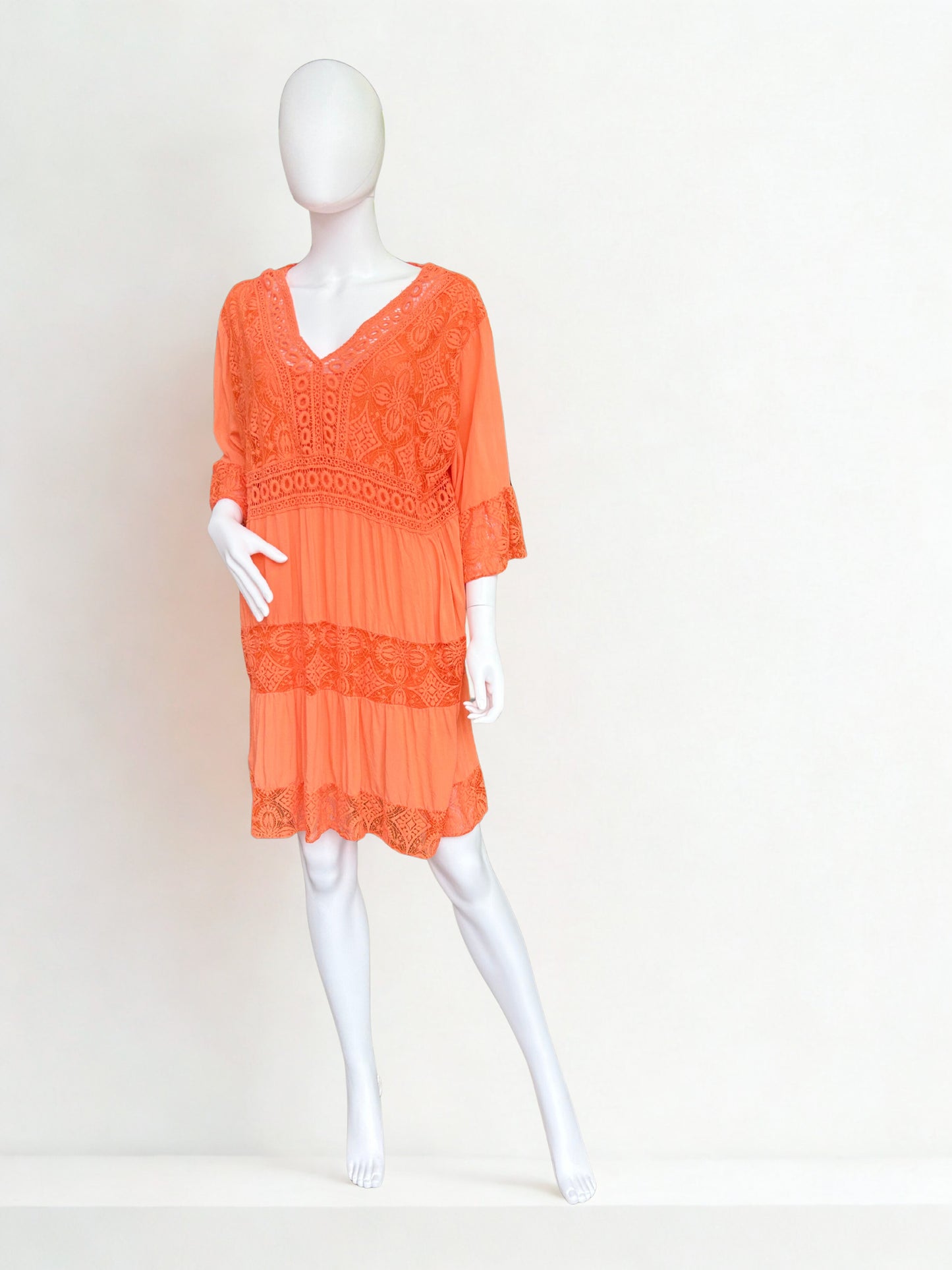 Orange Dress with Crochet Detail One Size 8-18