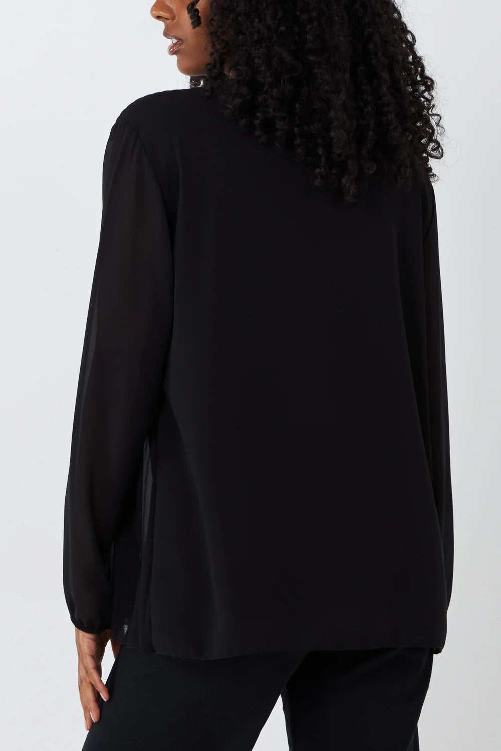 Pleated Longsleeve Top with Necklace One Size 8-16 - other colours available