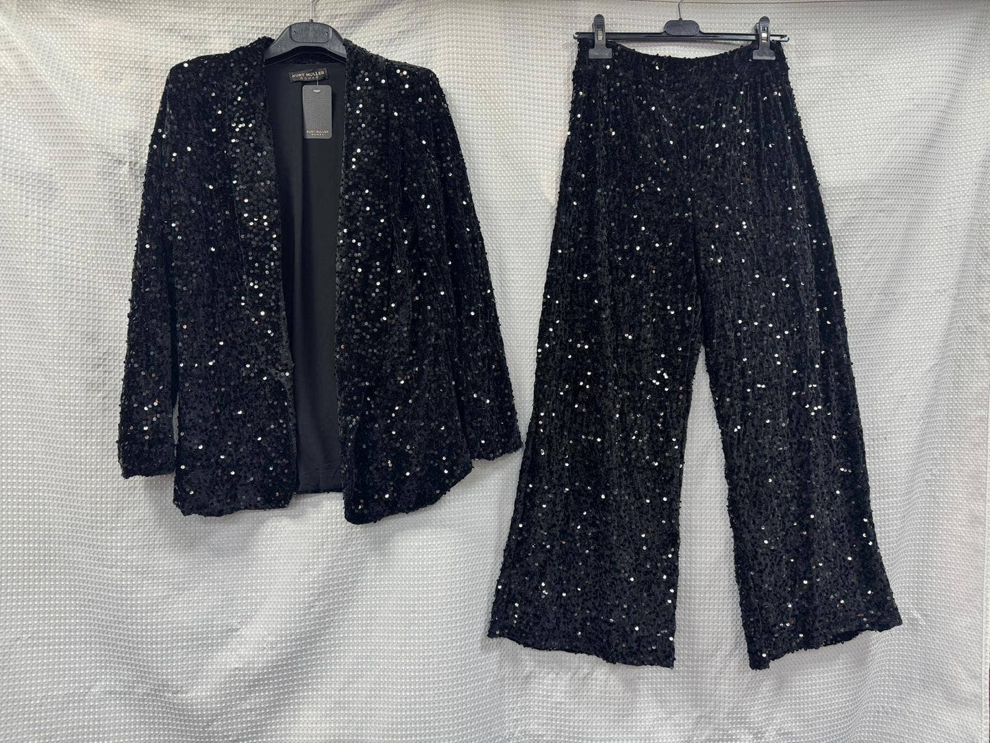 Sequin Wide Leg Trousers – Black (One Size up to 14)