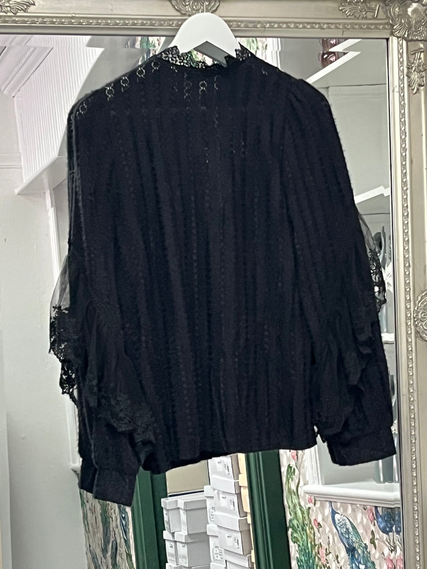 Black Frill Blouse One Size Fits 8-14