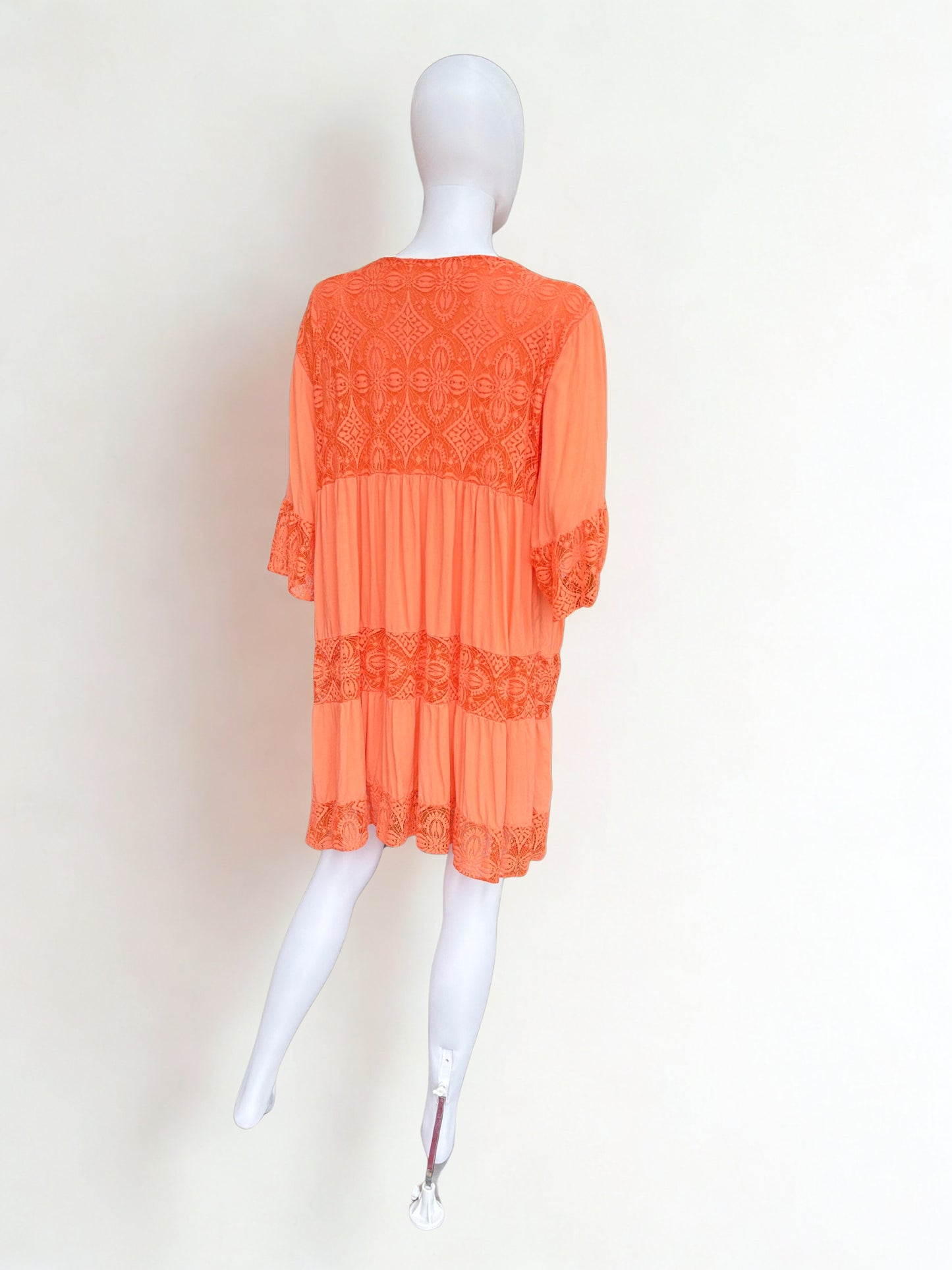 Orange Dress with Crochet Detail One Size 8-18
