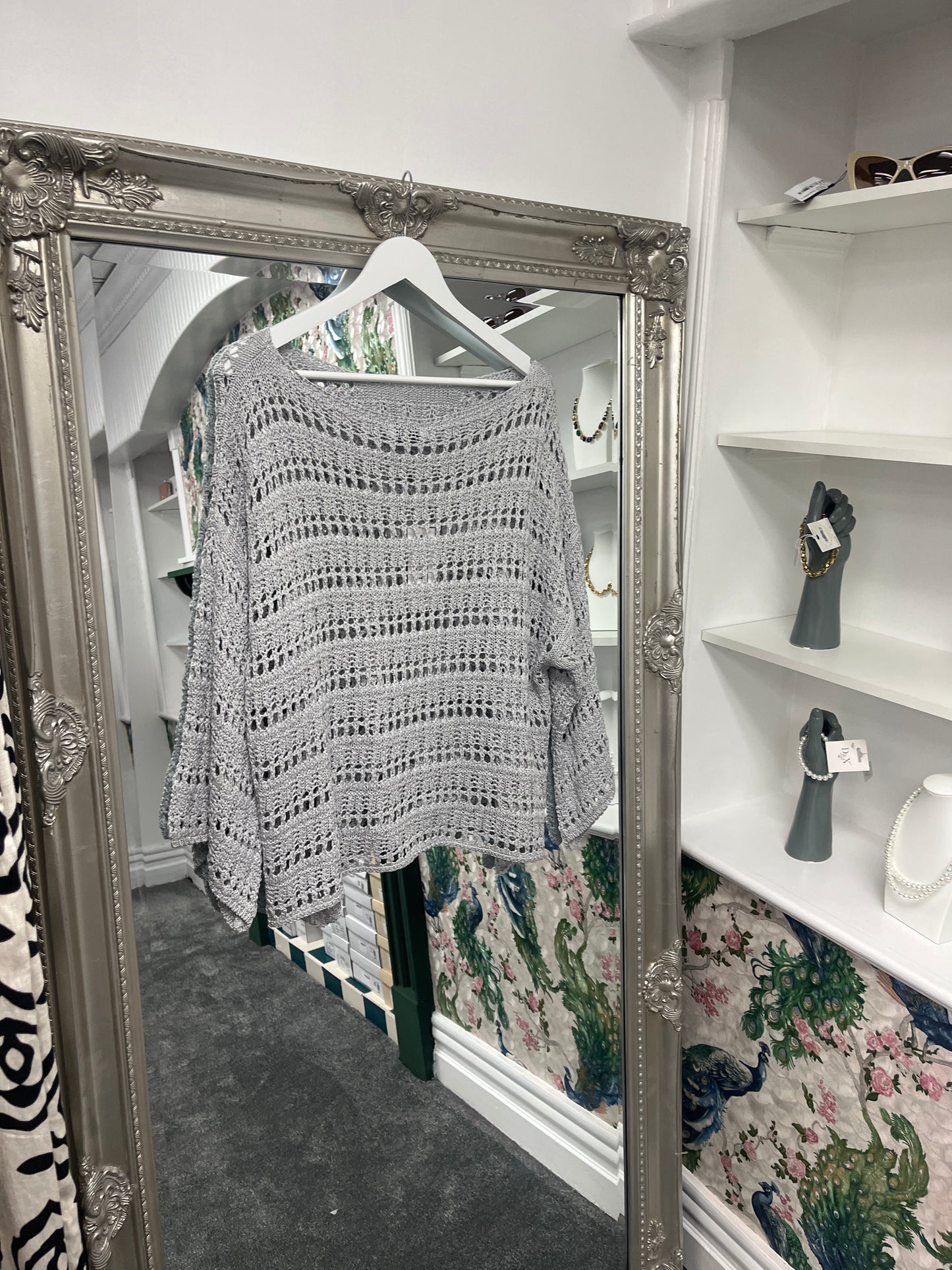 Crochet Top Grey (one size fits 8-14uk)