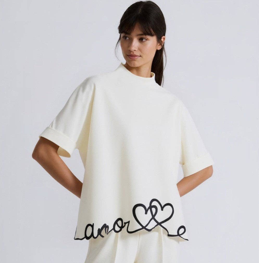 Heart Cornelli Trim Turtle Neck Knit