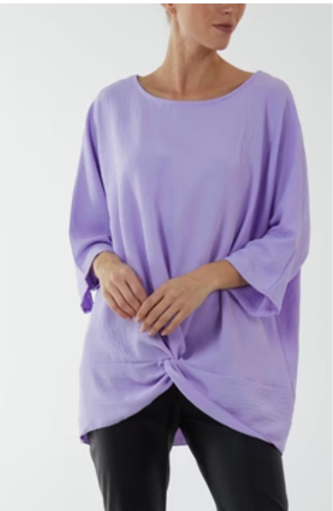 Oversized Twist Knot Hem Blouse