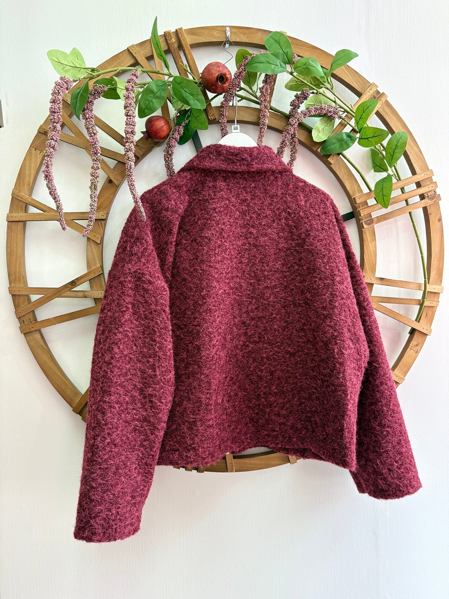 Luxtyle Textured Zip Jacket – One Size up to 18 (Berry, Khaki, Mushroom)
