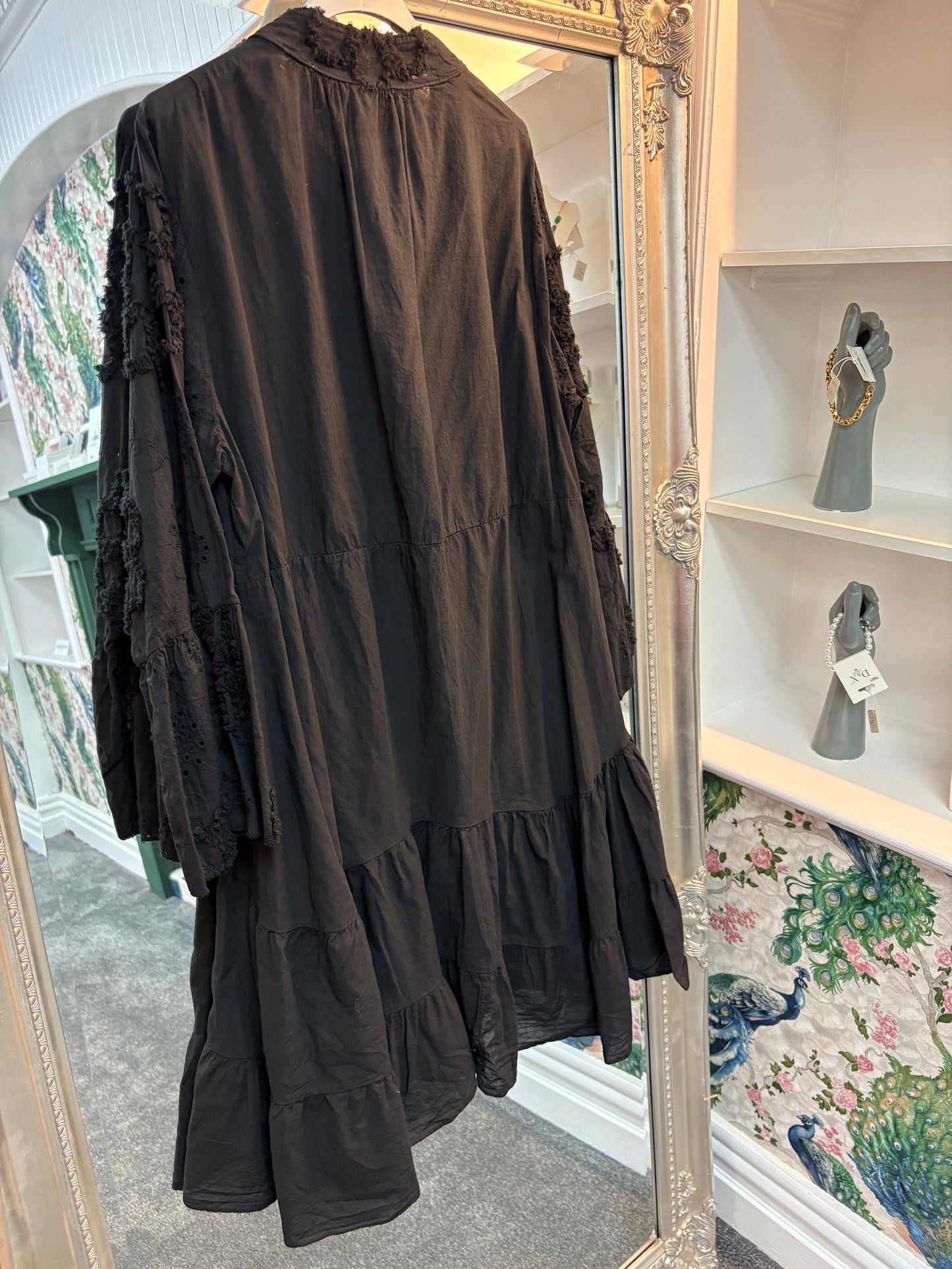Black Cotton Flower Dress One Size Fit 8-18