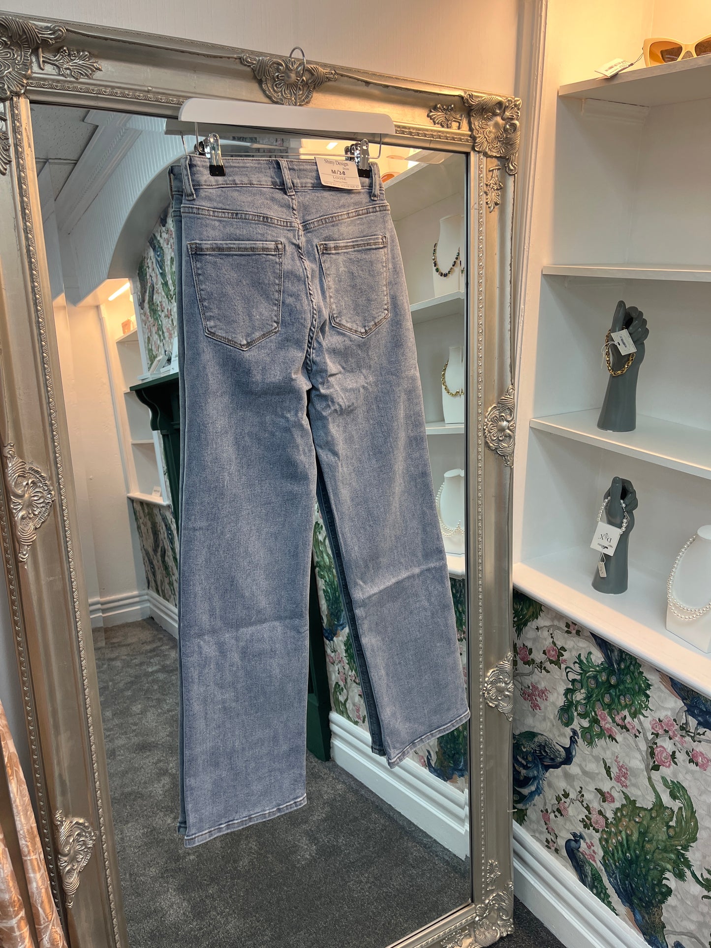 Shiny Design Jeans Wide Legged