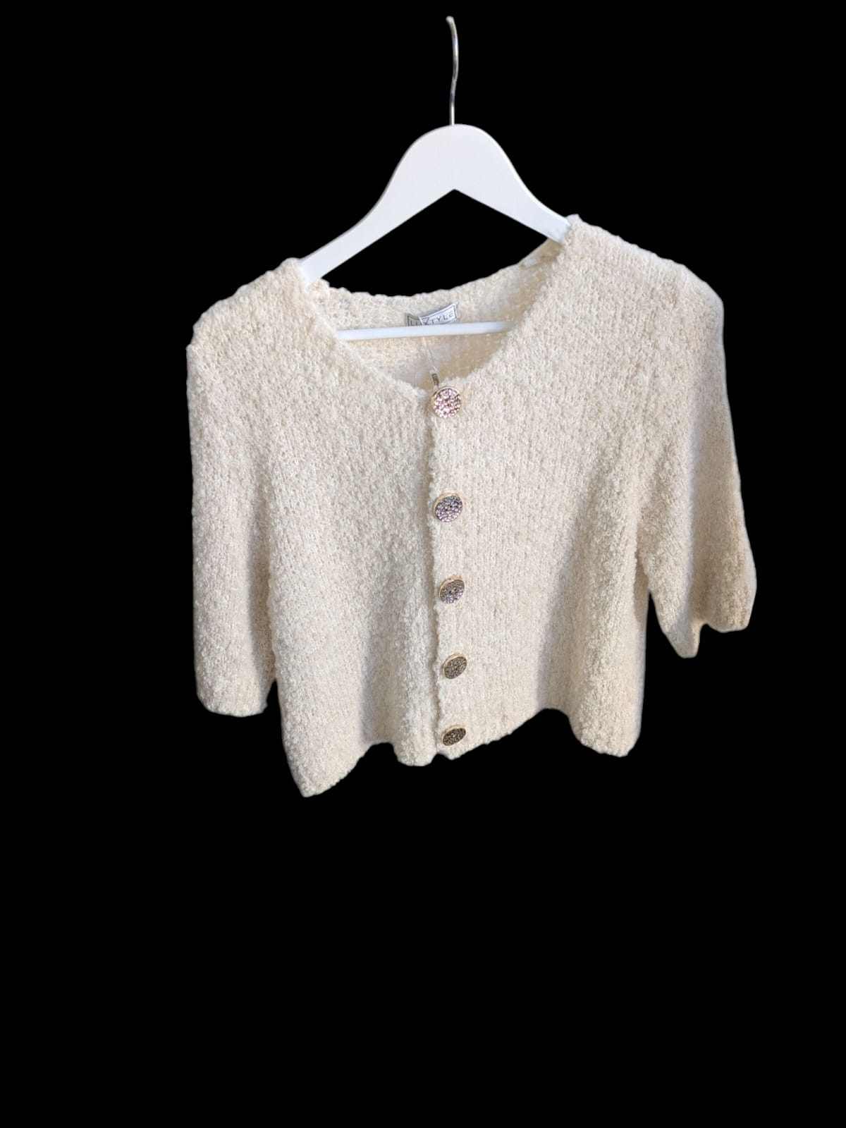 Cardigan with Gold Buttons Ecru (one size fits 8-14uk)