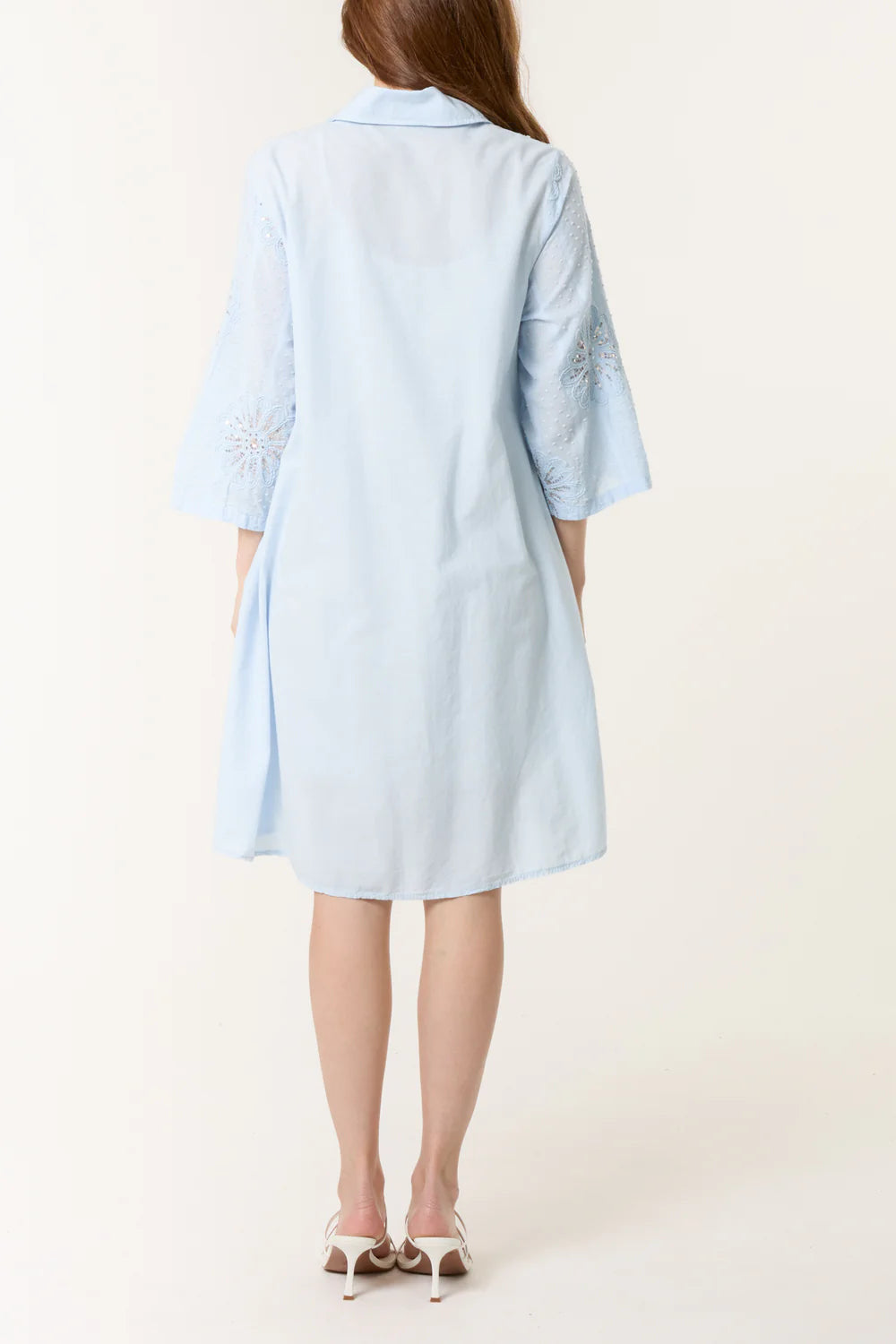 Sequin Daisy Cotton Dobby Shirt Dress One Size Fits 8-16