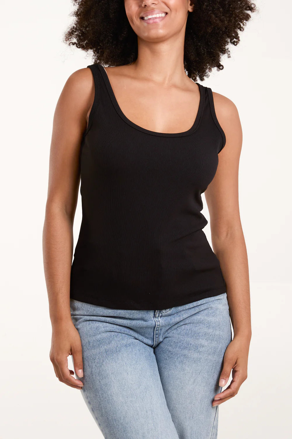 Women’s Ribbed Vest Top | Stretchy Sleeveless Cami | One Size Fits 8–16 | 3 colours available