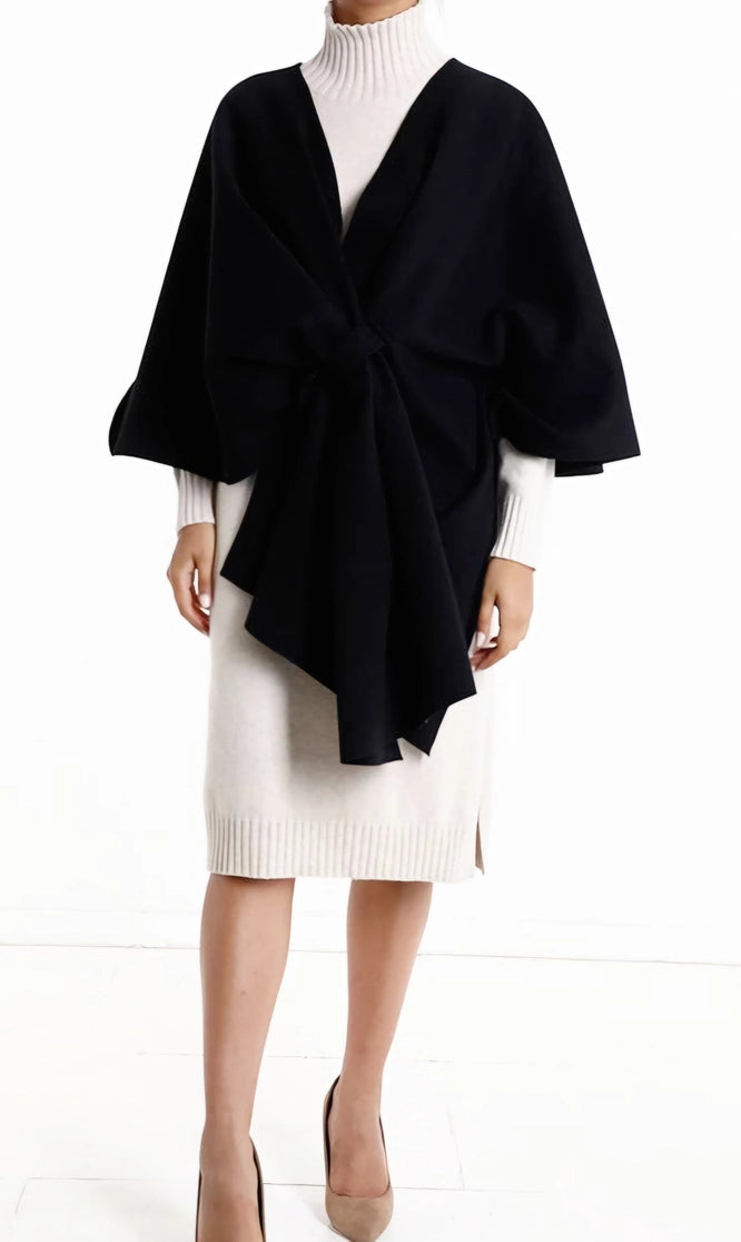Knot Wrap Cape Poncho Knit One Size 8-20