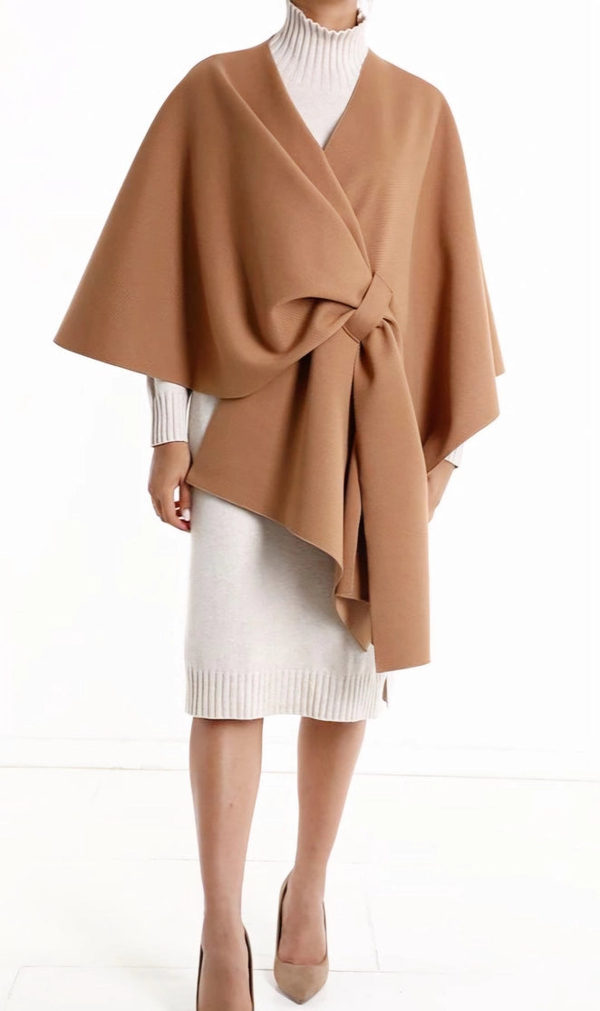 Knot Wrap Cape Poncho Knit One Size 8-20