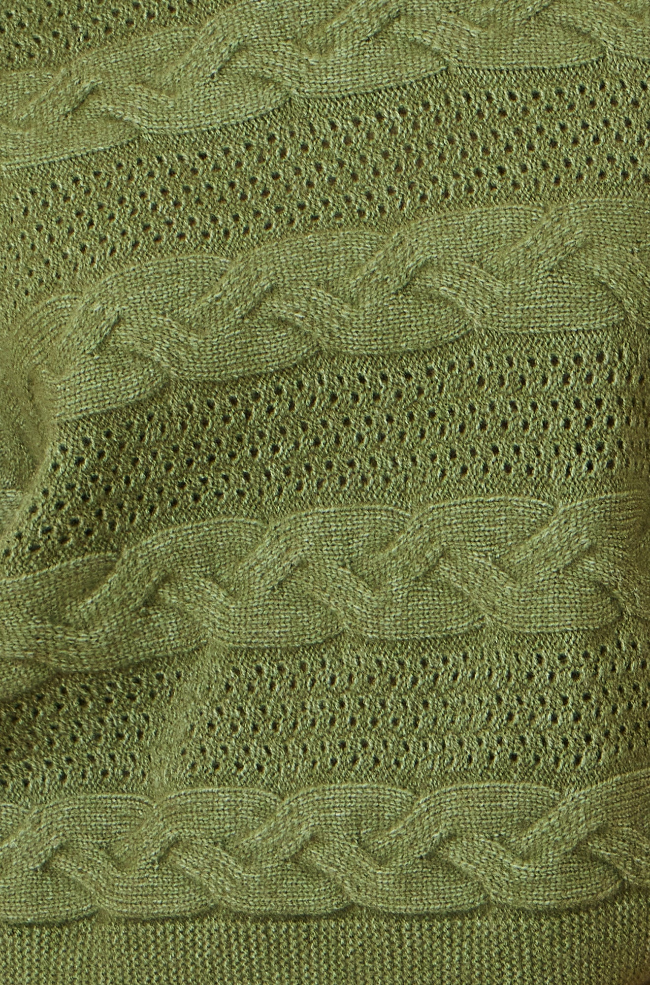 Yumi Green Cable Knit Relaxed Fit Jumper