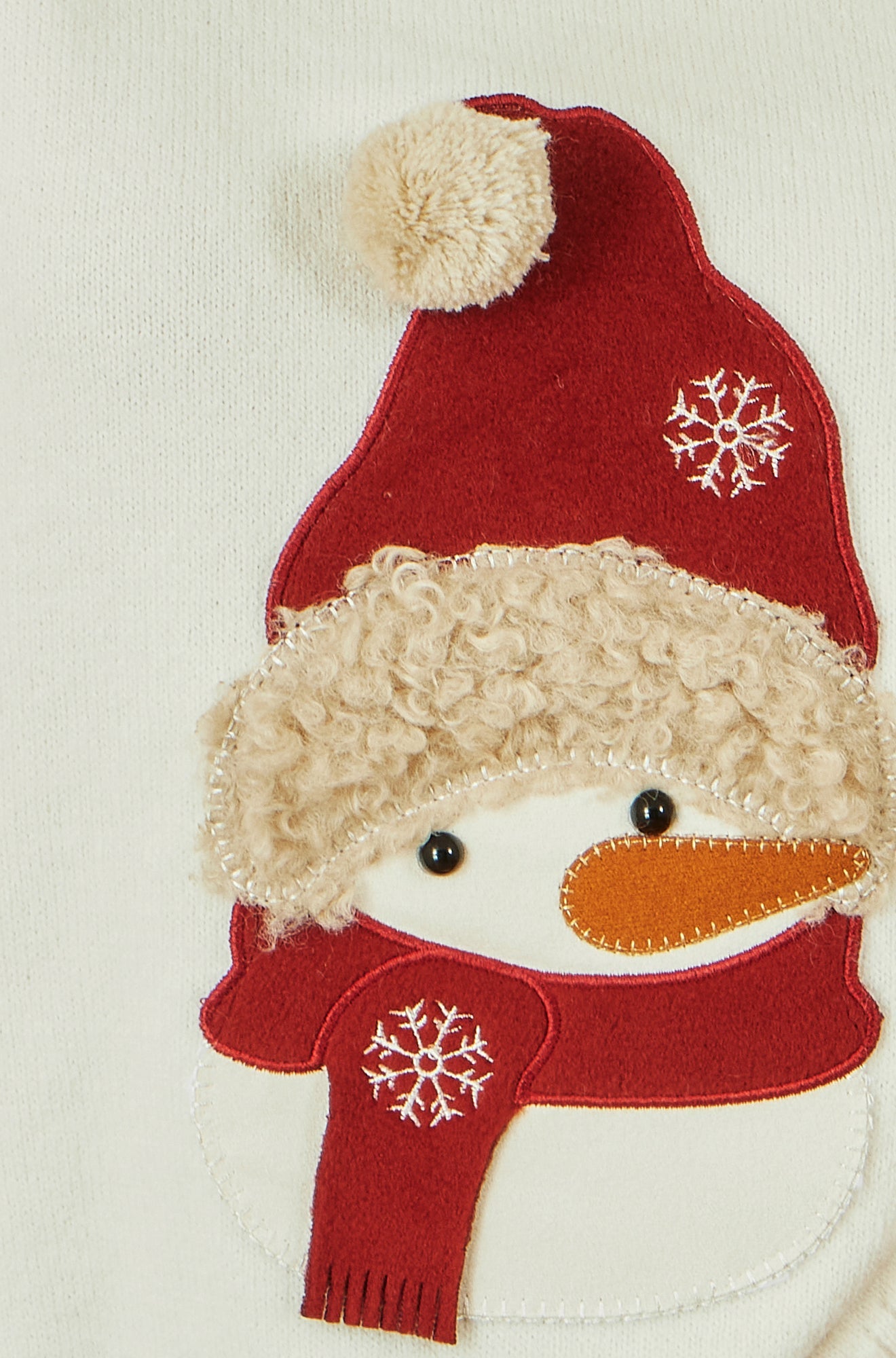 Yumi White Christmas Jumper With Applique Snowman