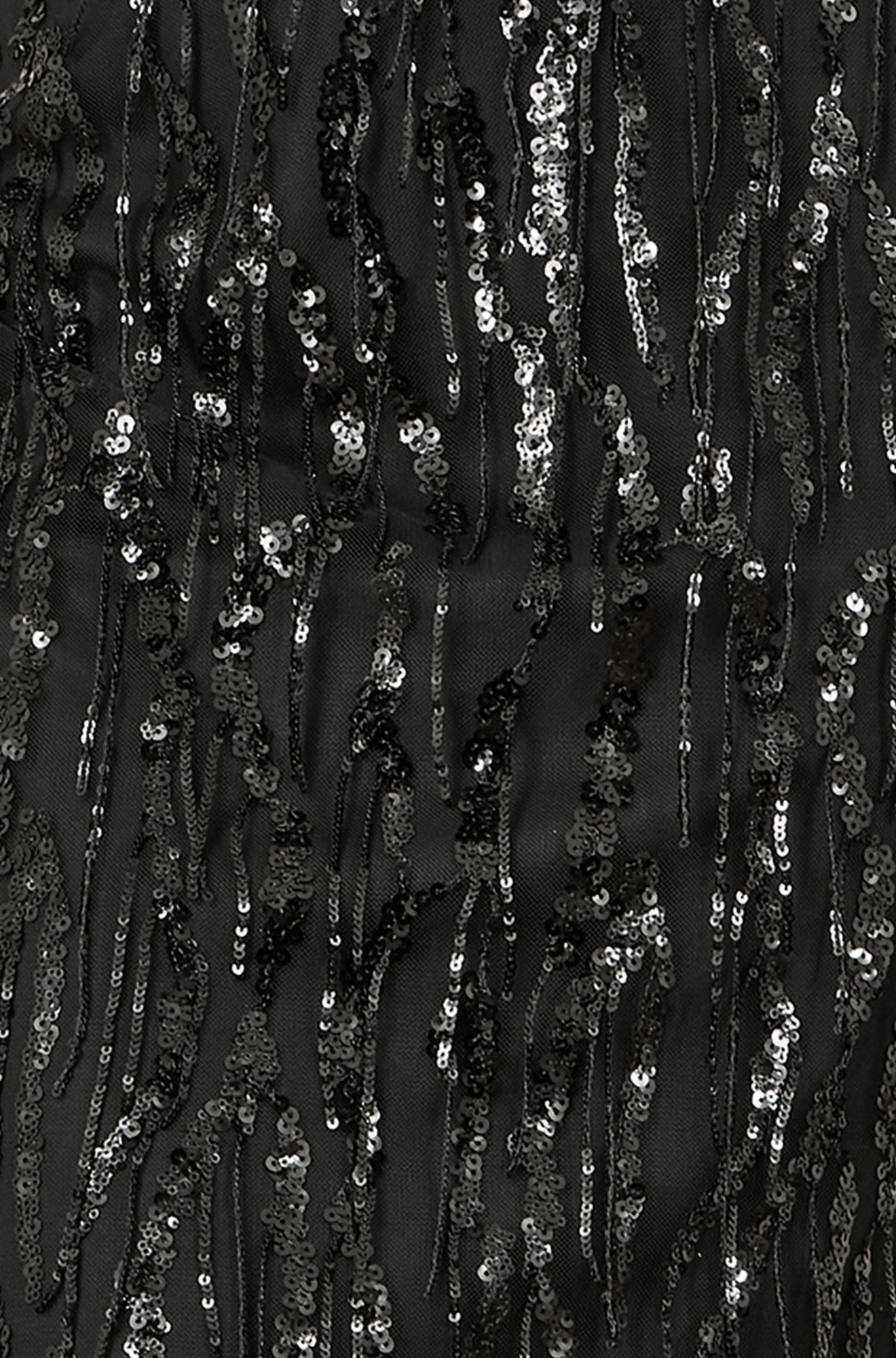 Yumi Black Hanging Sequin Fitted Midi Skirt