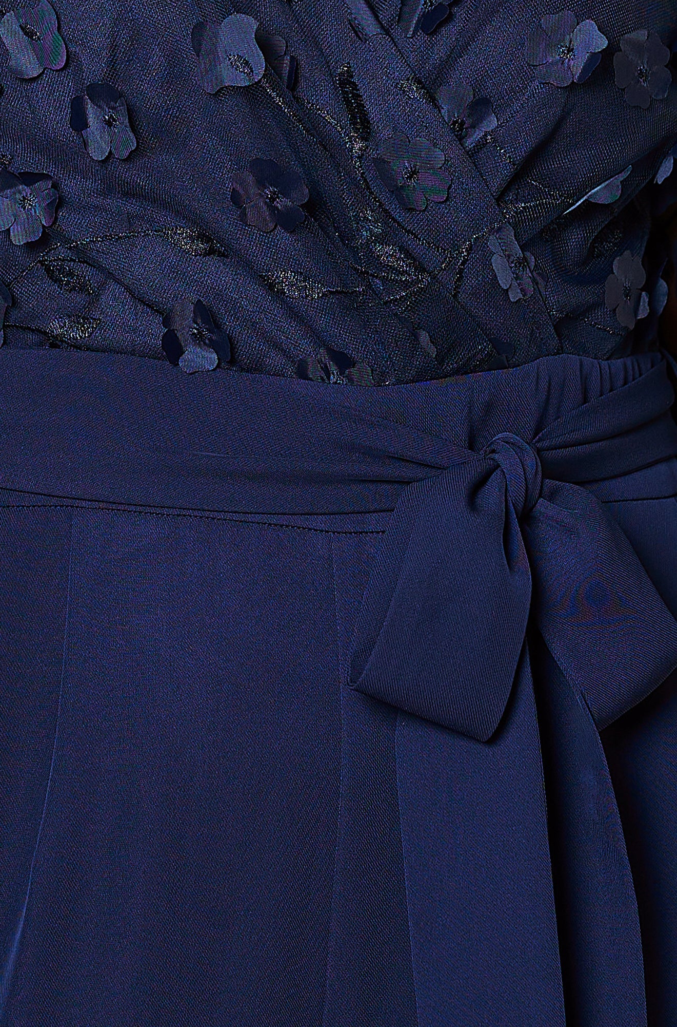 Yumi Navy Flower Applique Jumpsuit