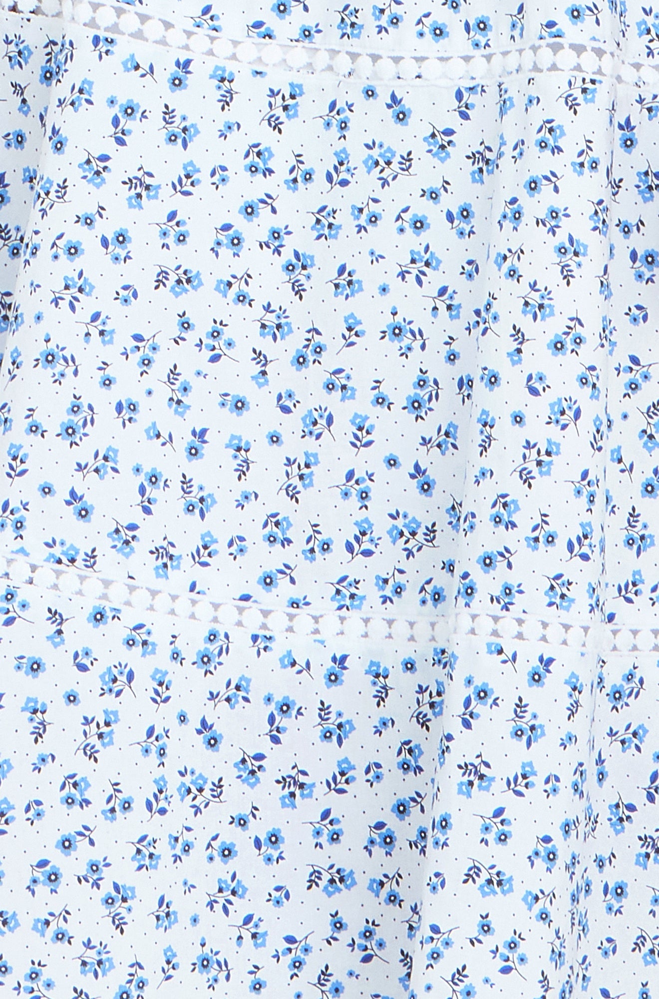 Yumi White Ditsy Floral Cotton Midi Sun Dress With Lace Trims