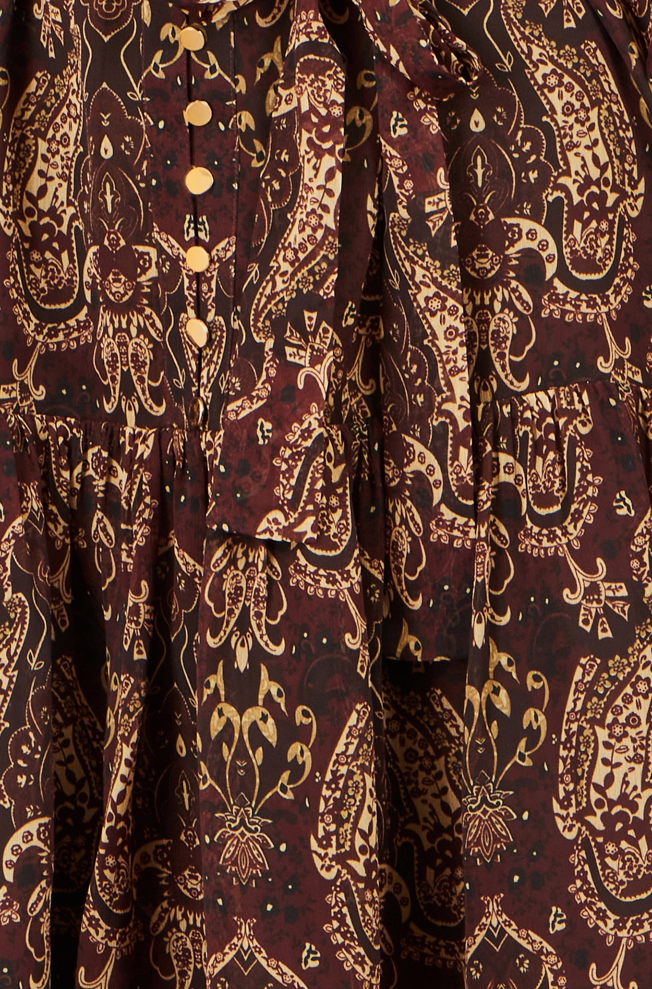Yumi Brown Paisley Long Sleeve Shirt Dress