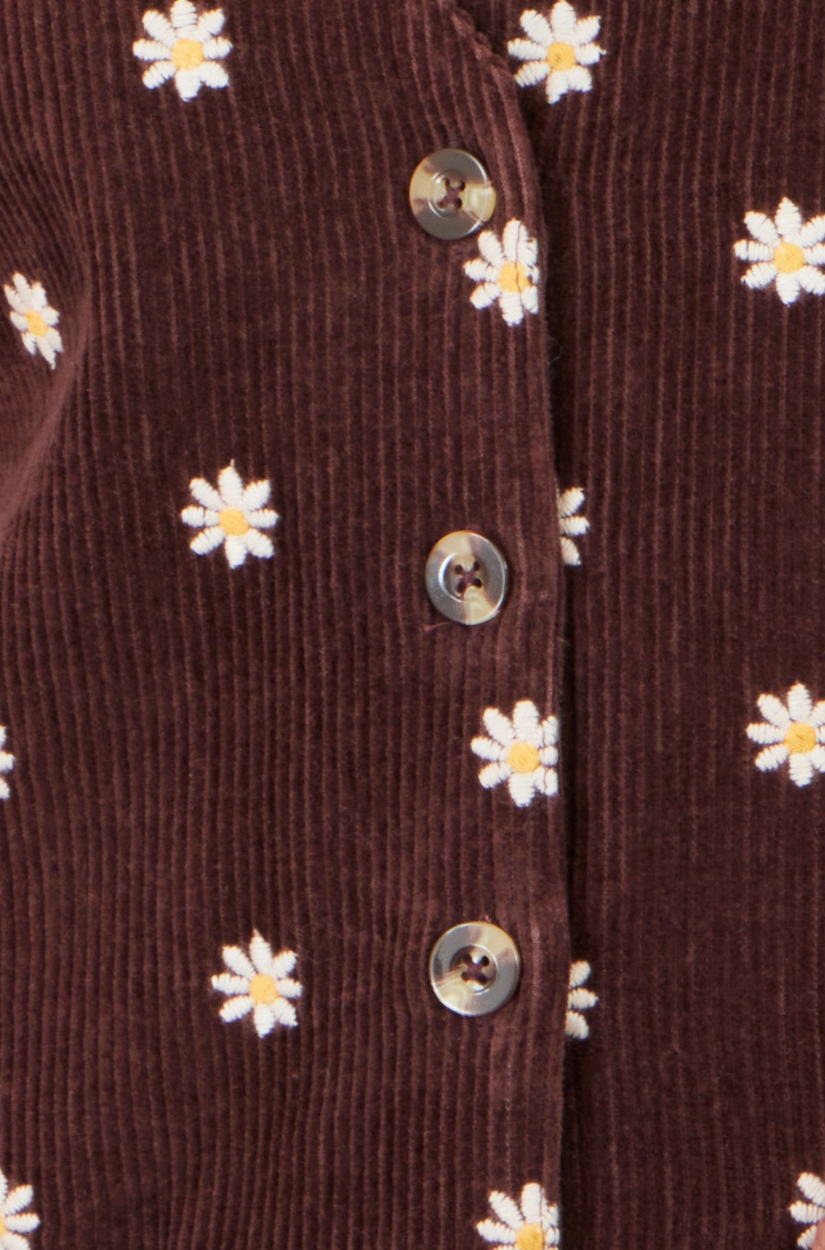 Yumi Brown Embroidered Daisy Pinafore Dress