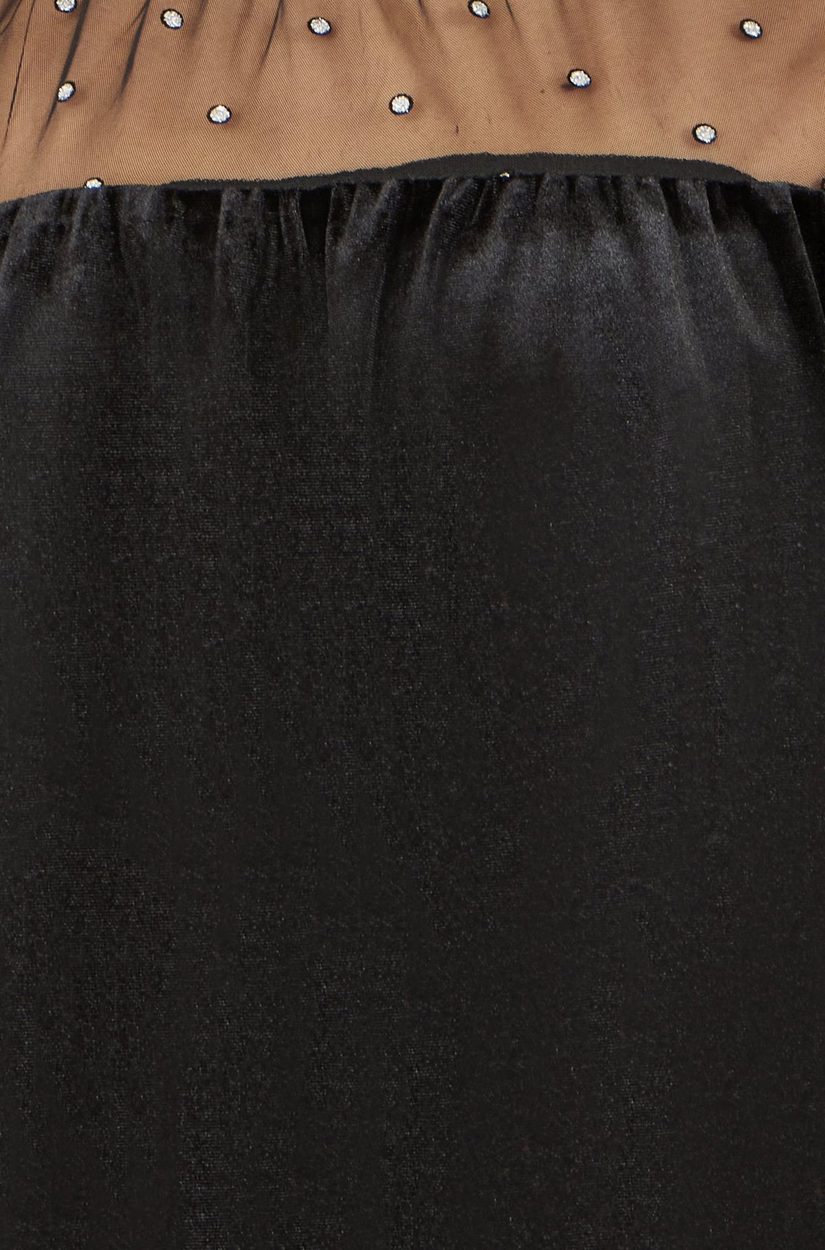 Yumi Black Velvet Mesh Embellished Top
