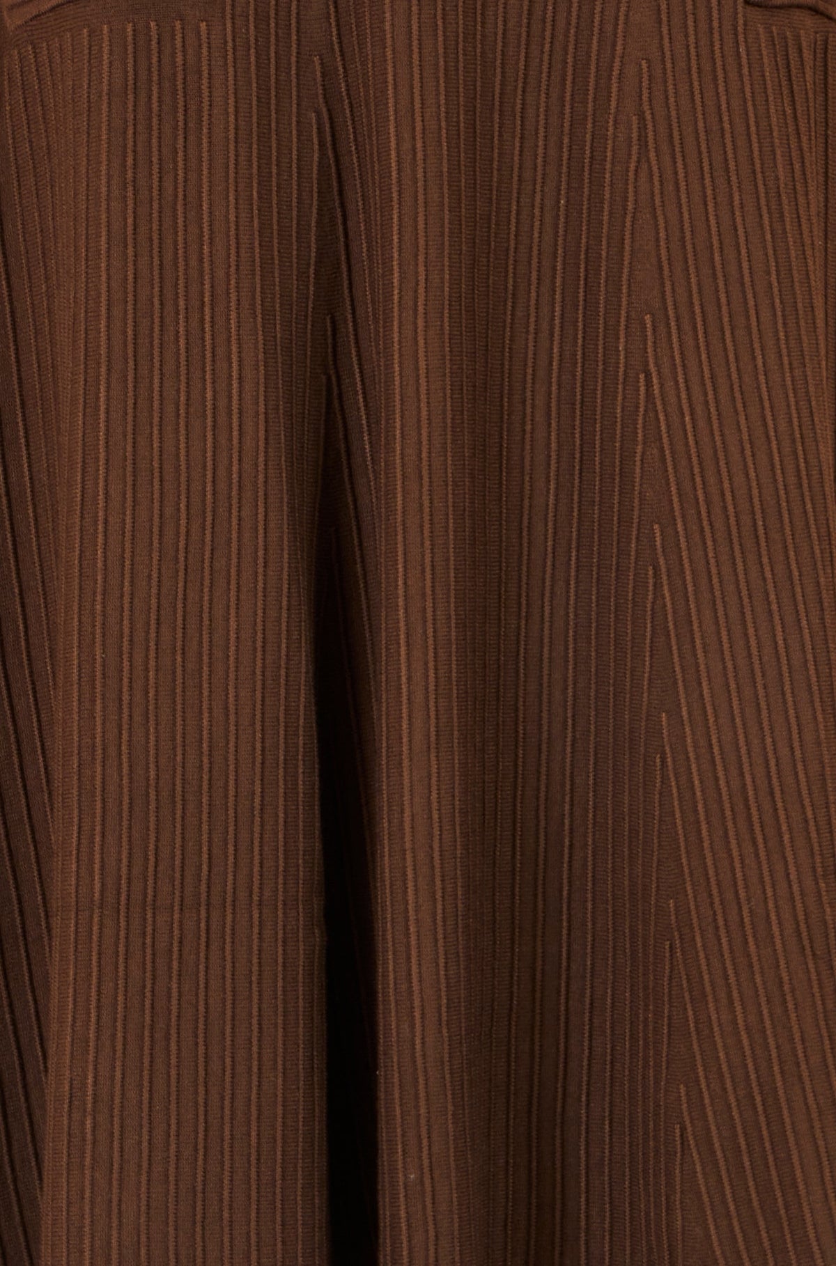 Yumi Brown Knitted Midi Skirt With Pockets