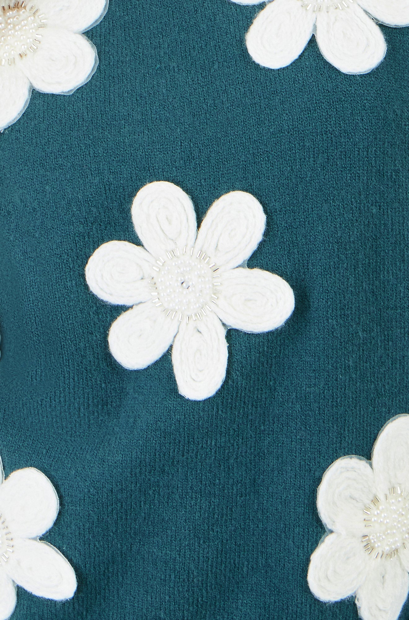 Yumi Teal Flower Appliqué Knit Tank