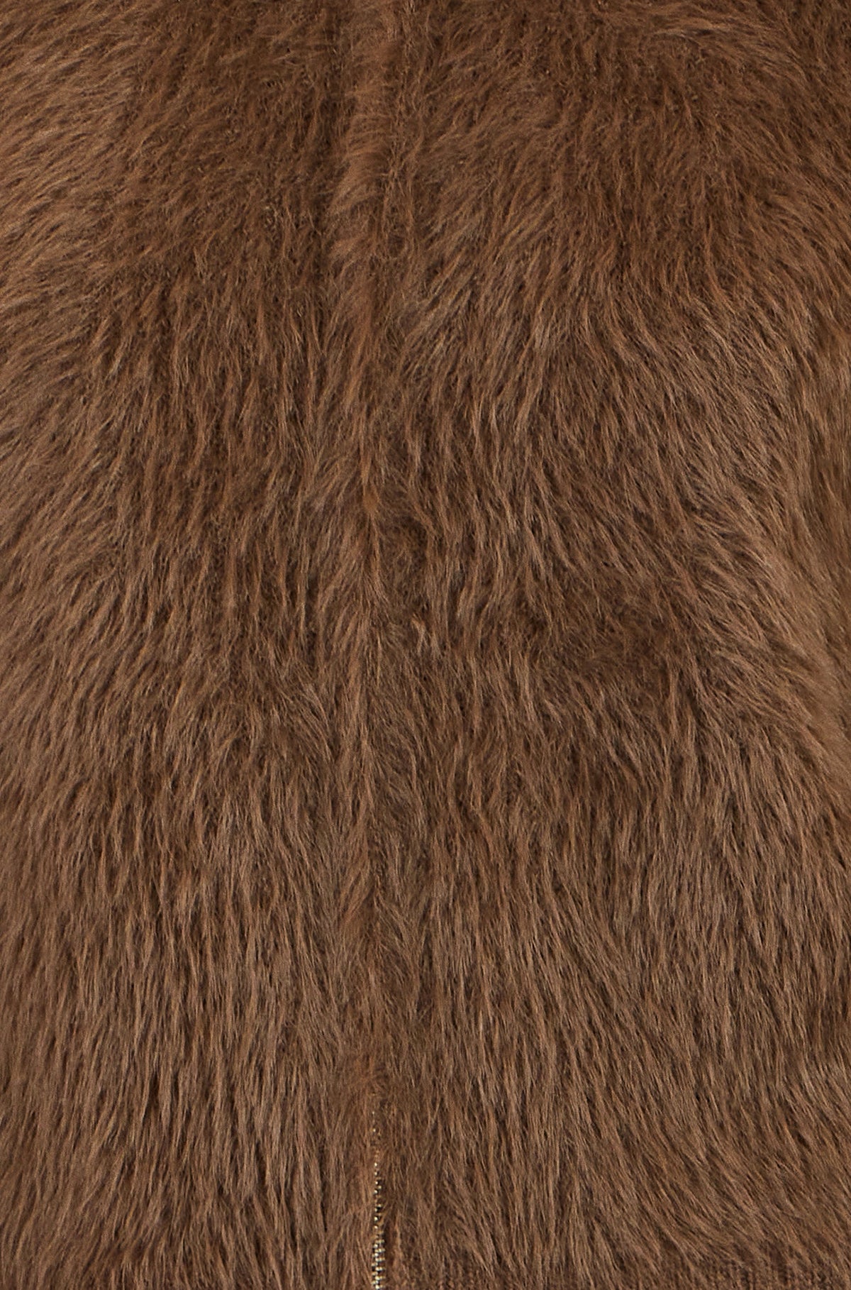 Yumi Brown Eyelash Zip Knitted Jacket