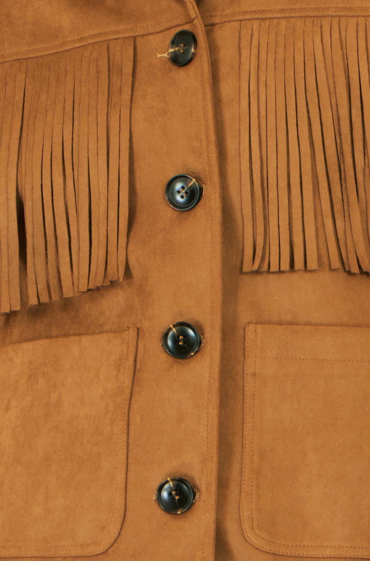 Yumi Brown Faux Suede Tassel Jacket