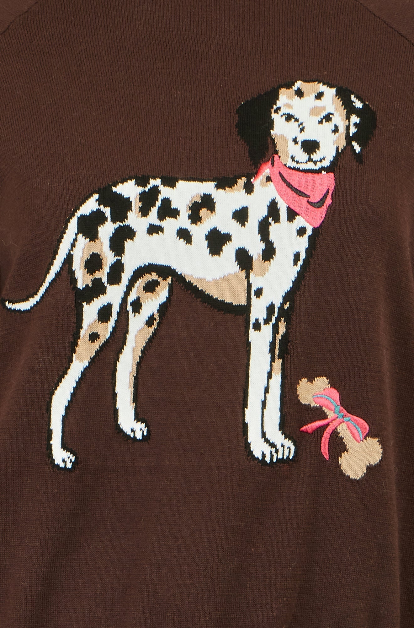 Yumi Brown Dalmatian Intarsia Relaxed Jumper