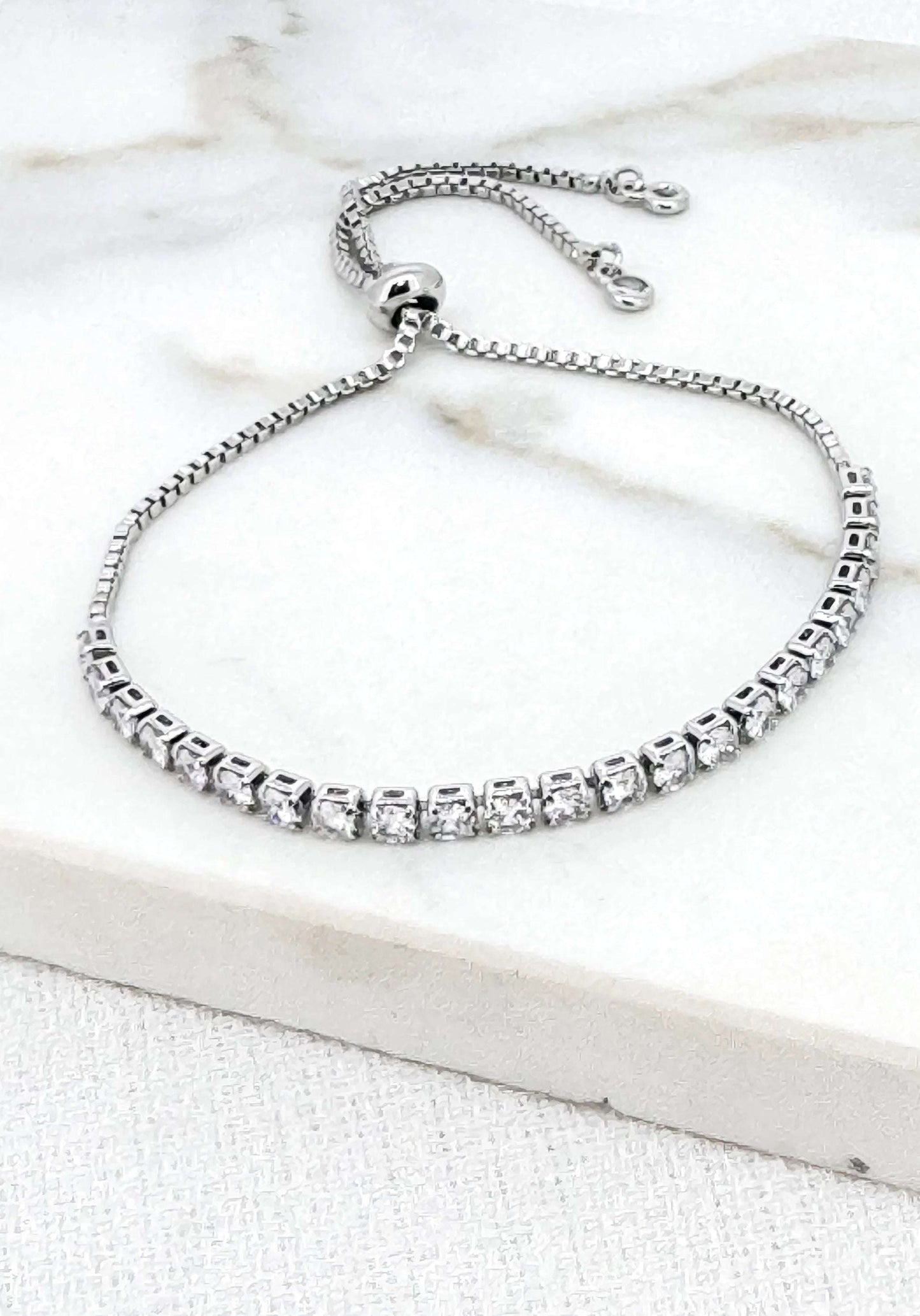 Envy - Adjustable silver tennis bracelet