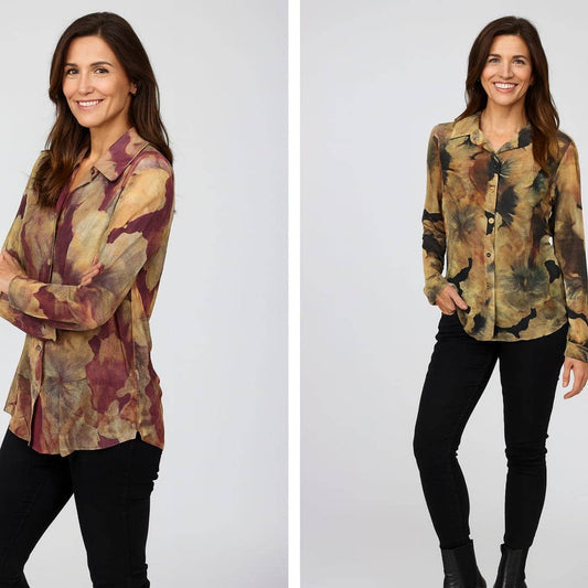 Vintage Floral Sheer Shirt – One Size up to UK 16