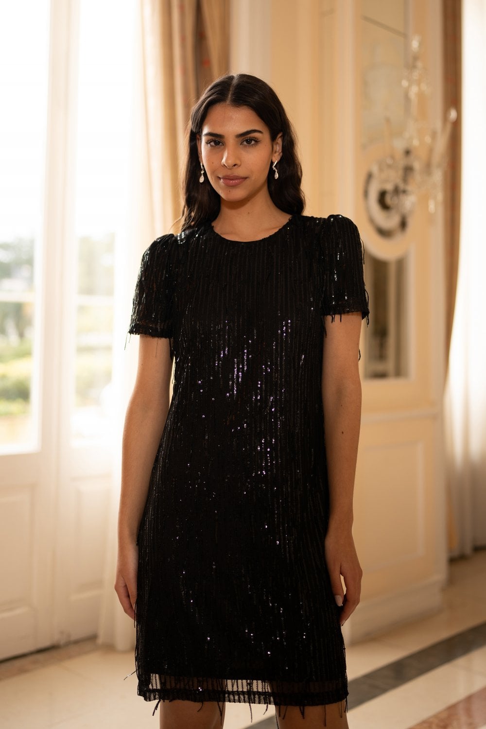 Mela Black Dripping Sequin Tunic Dress Mela Black Dripping Sequin Tunic Dress