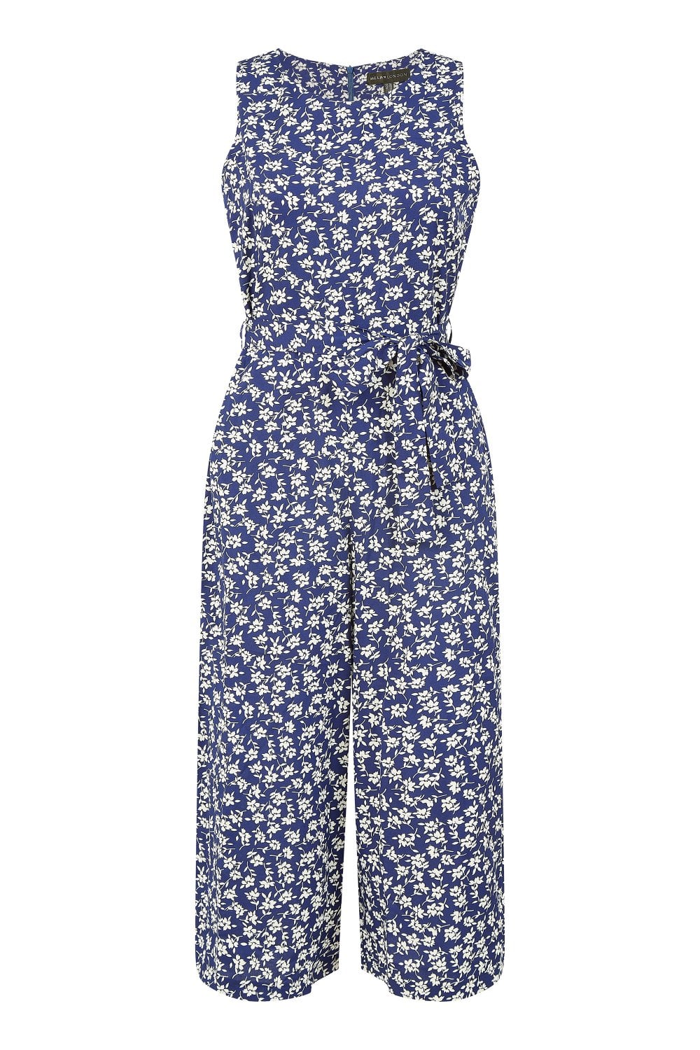 Mela Navy Ditsy Print Culotte Jumpsuit