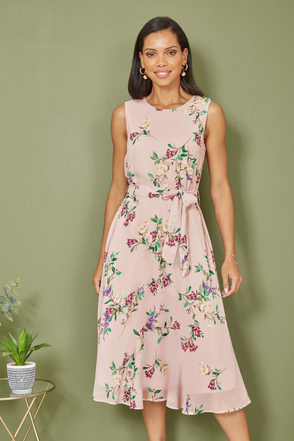 floral skater midi dress Halter Bustier Skater Midi Dress Floral Blue