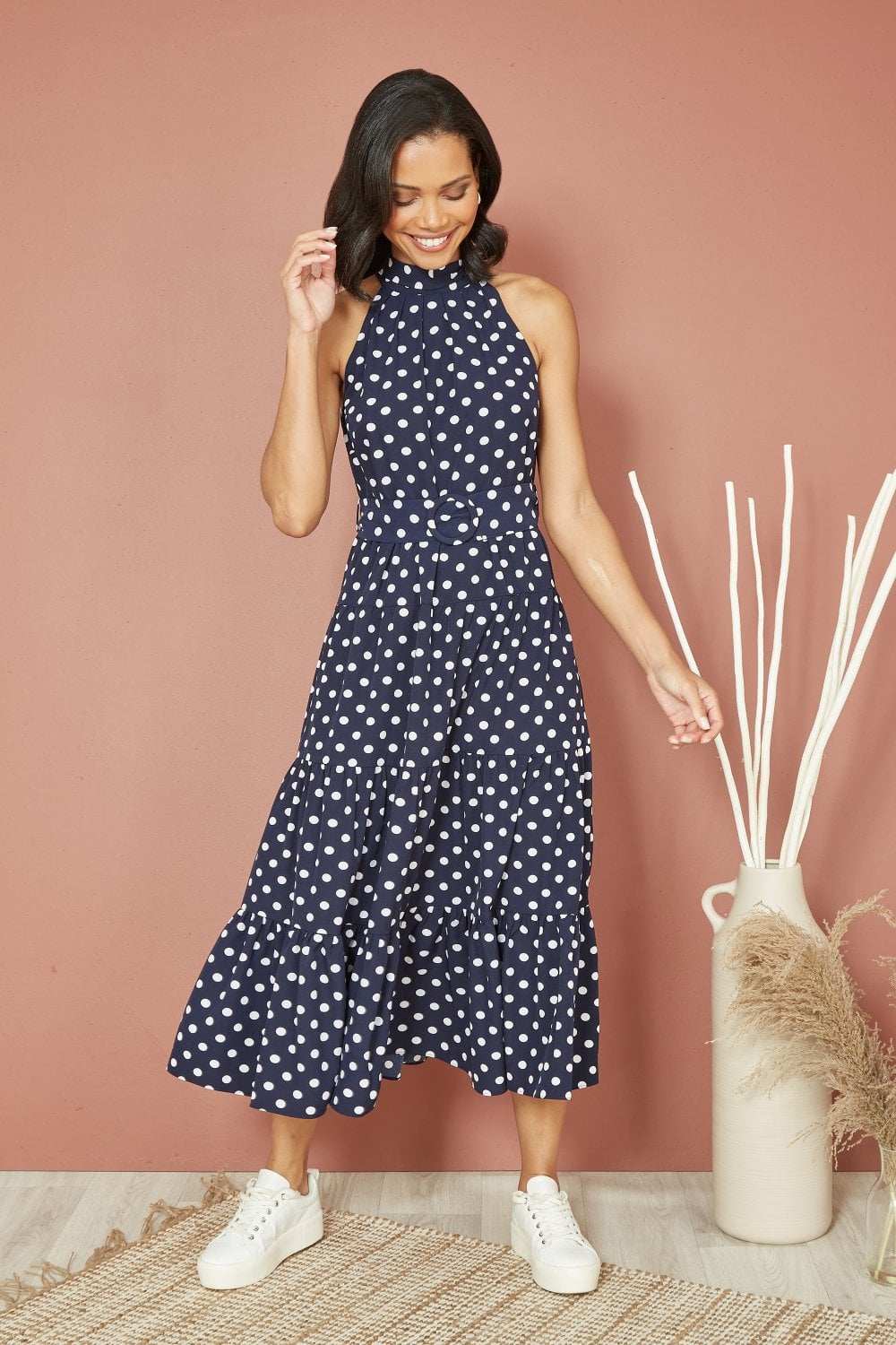 spot halter dress Plus Size Backless Tie Back Satin Cowl Neck, Soft Spot Mini Dress in Ivory, Size 2X,