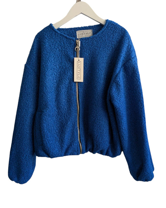 Boucle Bomber Royal Blue (one size fits 8-14/16uk) 40% OFF