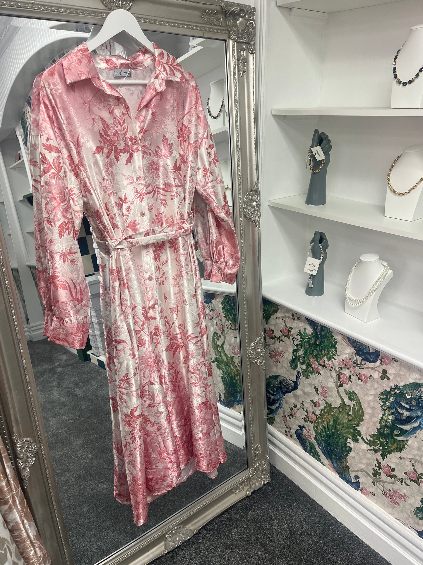 Maxi Floral Shirt Dress Pink One Size Fits 8-14