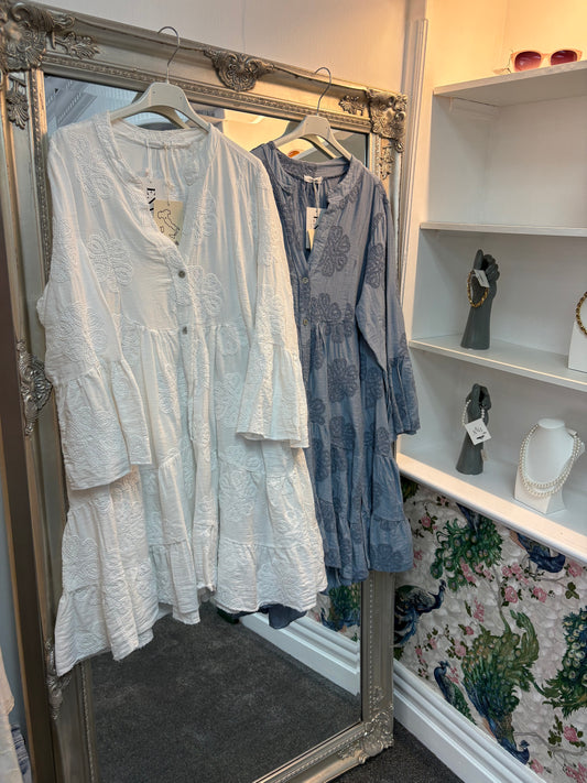 Cotton Dress with Flower Pattern One Size Fits 8-18