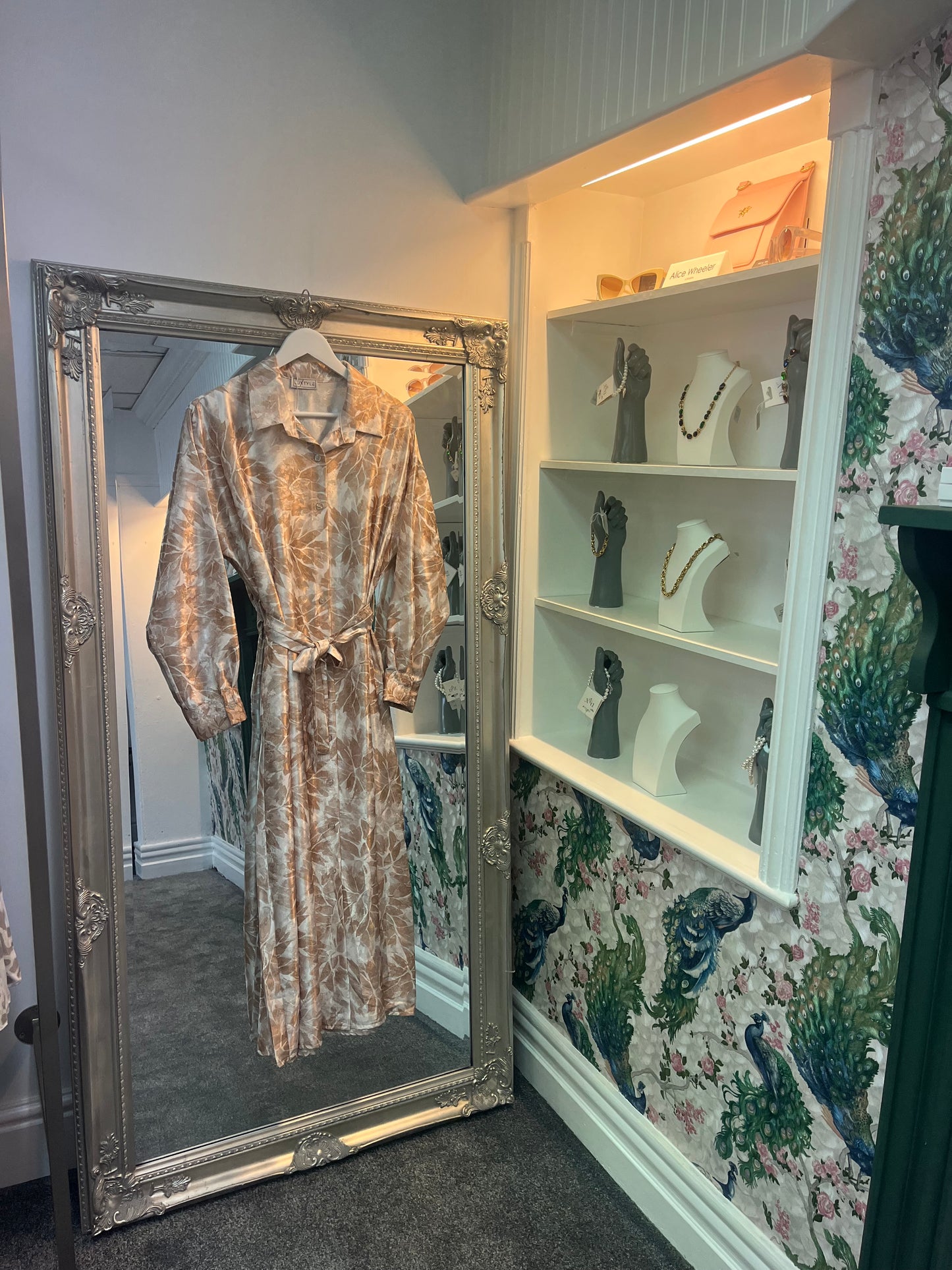 Maxi Floral Shirt Dress Beige One Size Fits 8-14