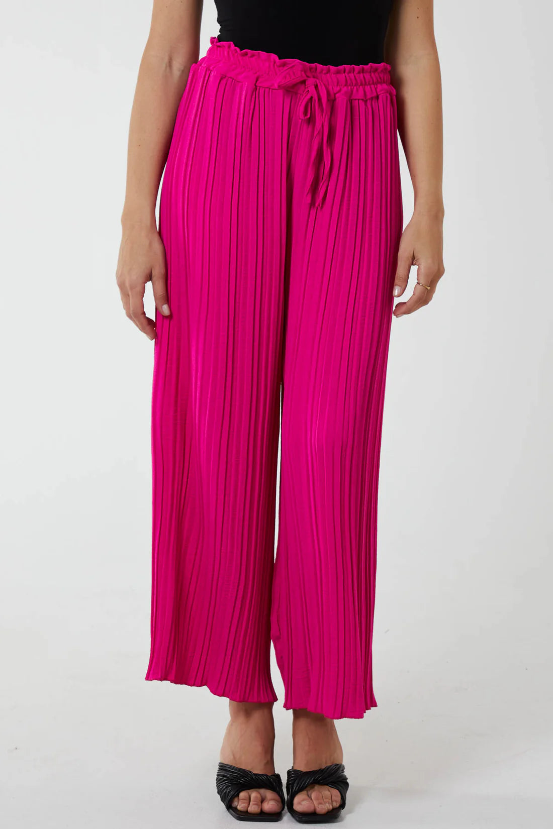 Misumi Wide Leg Plisse Drawstring Trousers One Size Fits 8-16