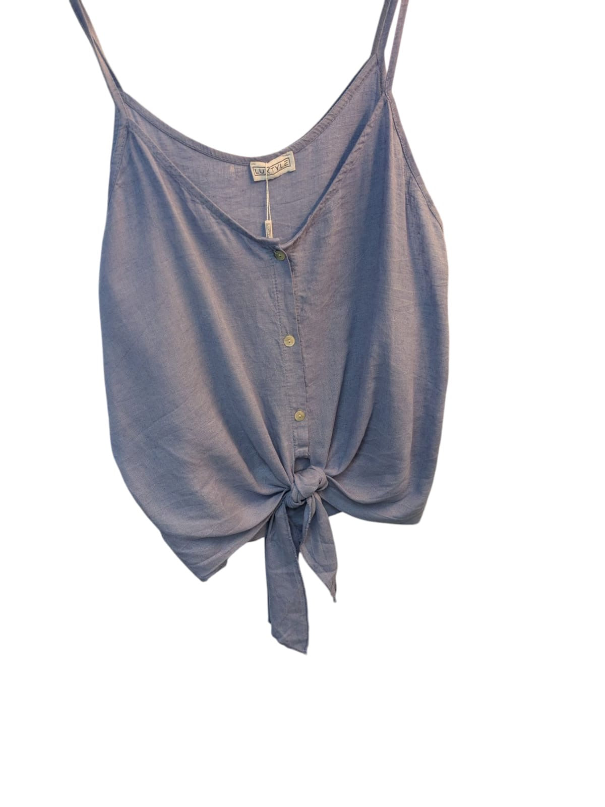 Luxtyle Strappy Tie Front Top Linen Blend One Size 8-14