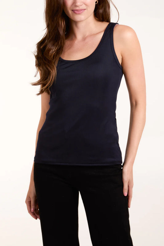 Ribbed Vest Top Black (one size fits 8-16uk)