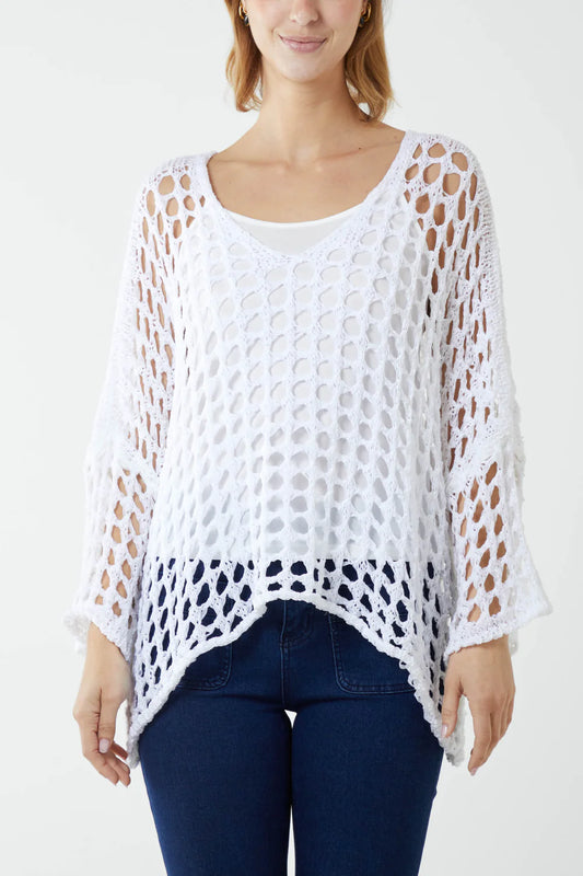 Crochet Round Neck Long Sleeve Top (one size fits 8-16uk)