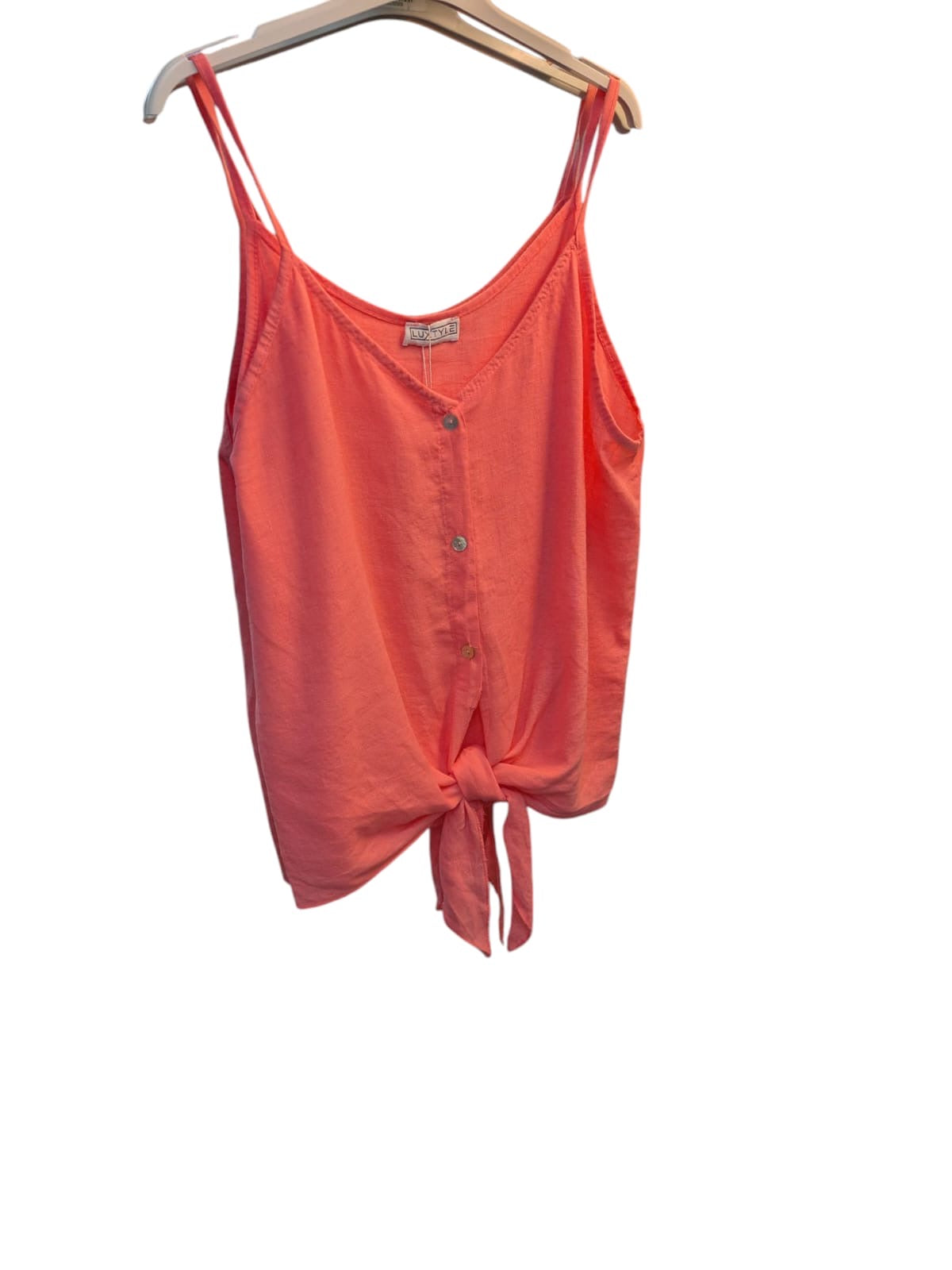Luxtyle Strappy Tie Front Top Linen Blend One Size 8-14