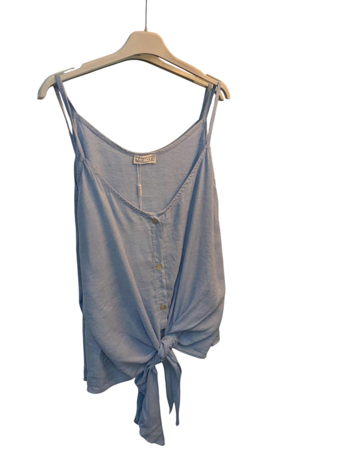 Luxtyle Strappy Tie Front Top Linen Blend One Size 8-14