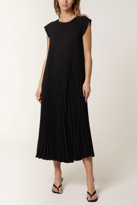 Misumi Cap Sleeve Pleated Maxi Dress One Size fits