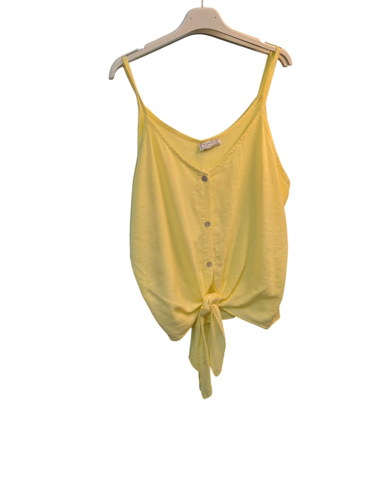 Luxtyle Strappy Tie Front Top Linen Blend One Size 8-14