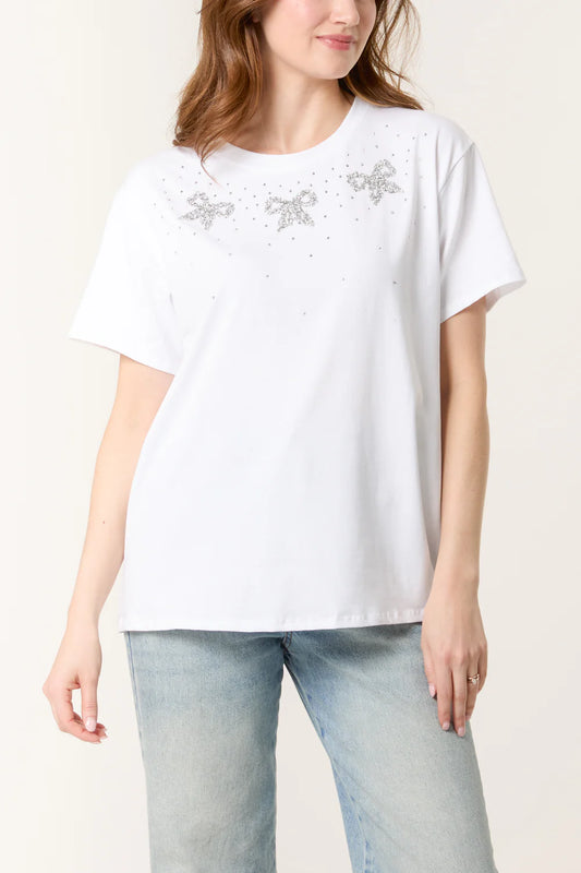 Agape T Shirt White Triple Bow (one size fits 8-16uk)