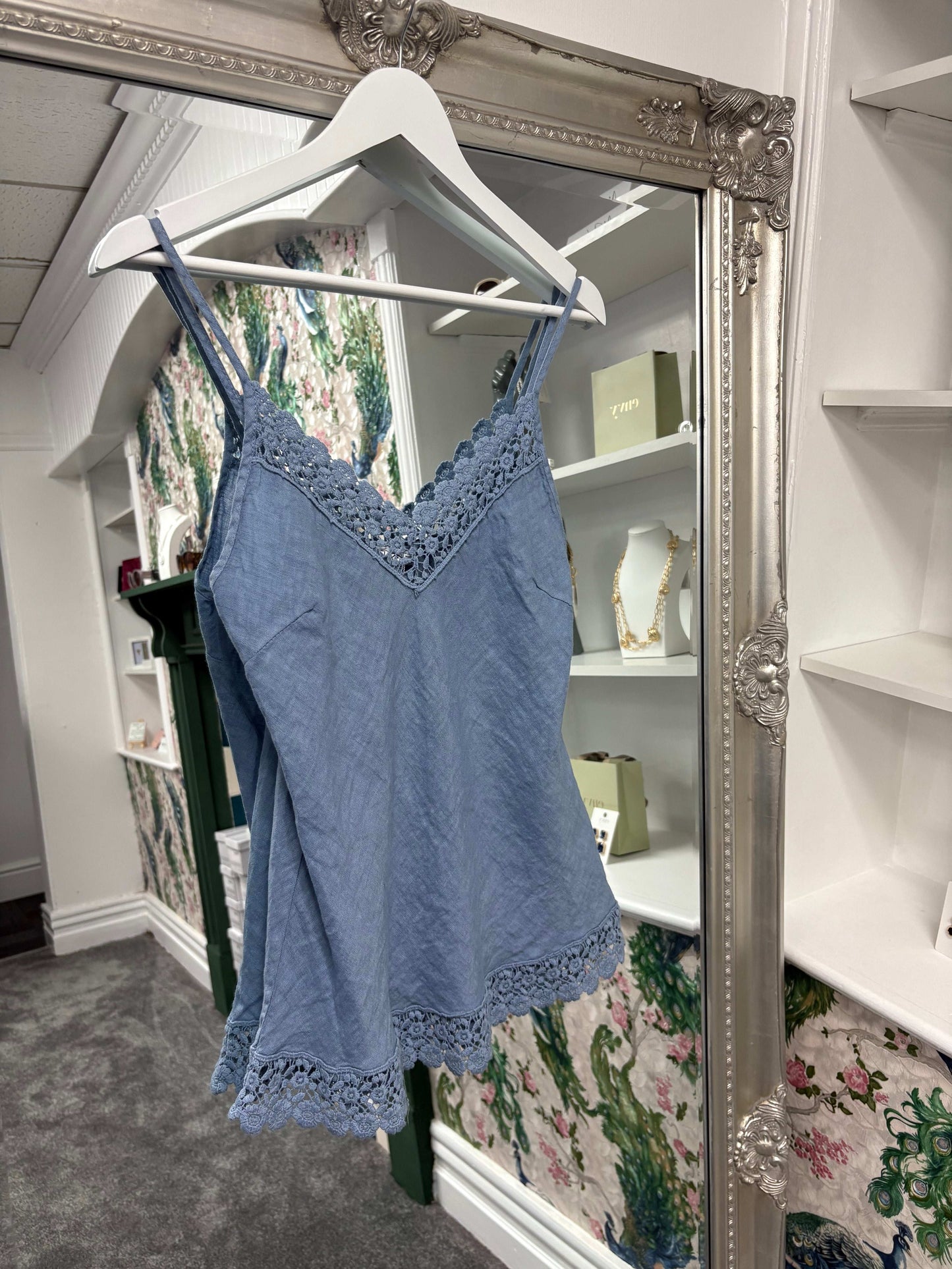 Luxtyle Linen Flower Strappy Top One Size 8-14