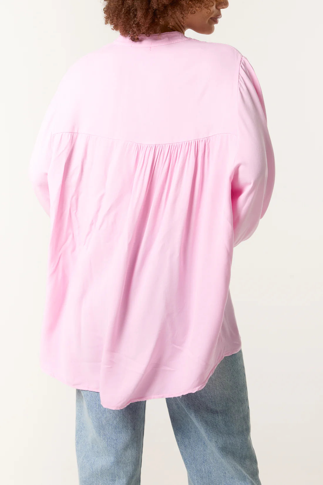Grandad Collar Shell Button Blouse (one size fits up to size 16uk)